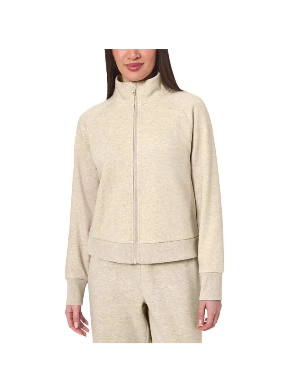 NWOT Mondetta Women's XL Beige Fleece-Lined Full-Zip Sweat Jacket
